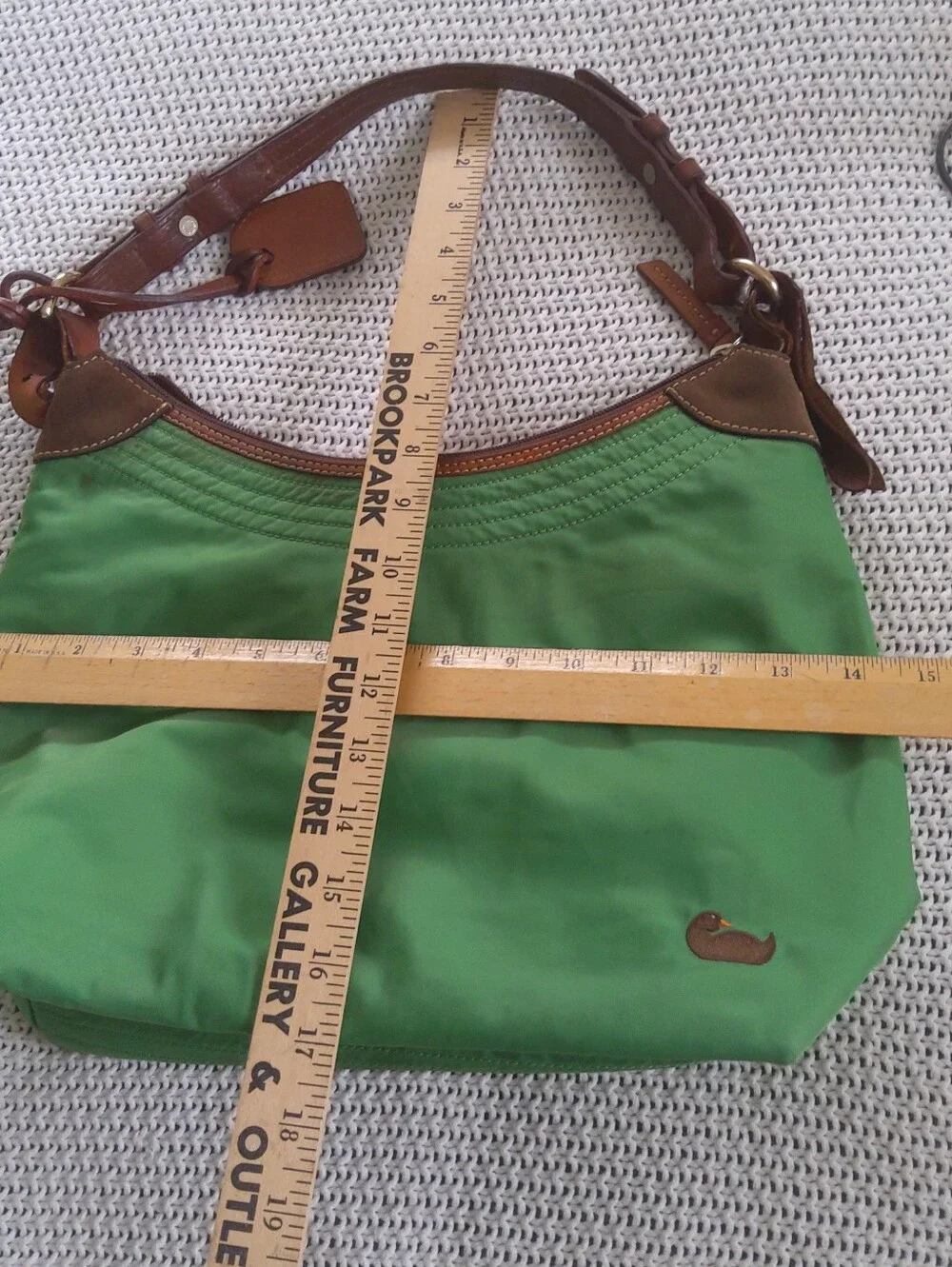 Vintage 1975Dooney & Bourke Kelly Green Stains Wear to Leather No Odors, Washed